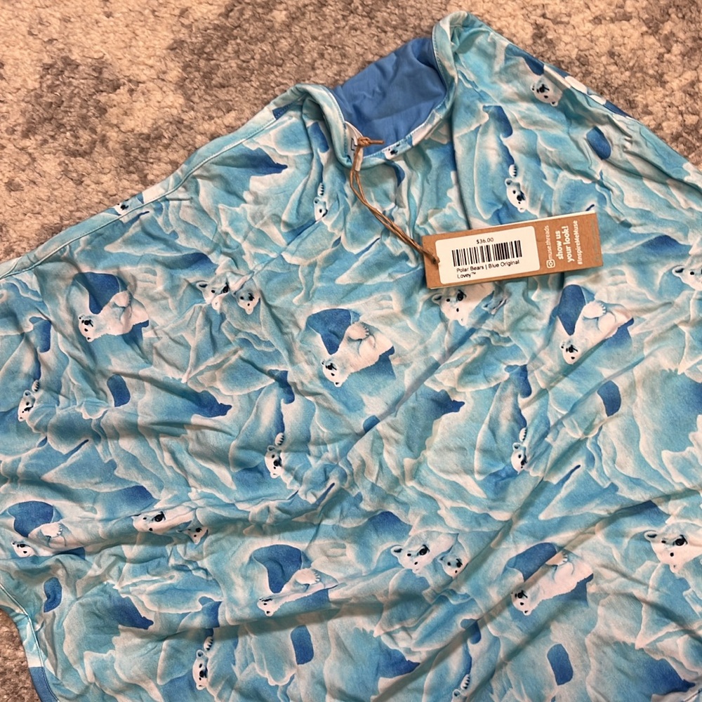 Blue Polar Bear Print Muse Threads Bamboo Lovey